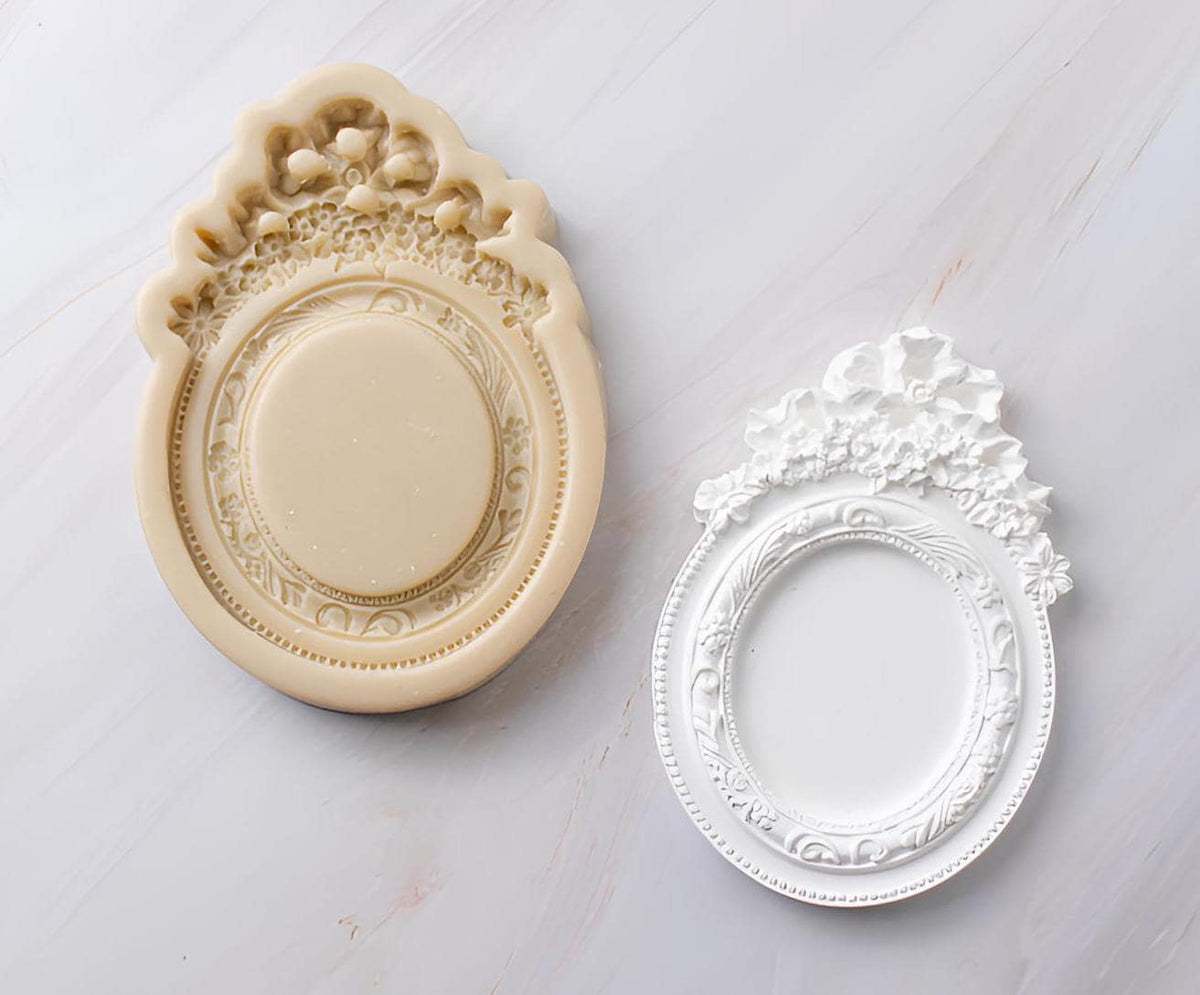 Flower Crown Frame Silicone Mold, Vintage Decor Tray, Intaglio Art, Wedding Gift Making