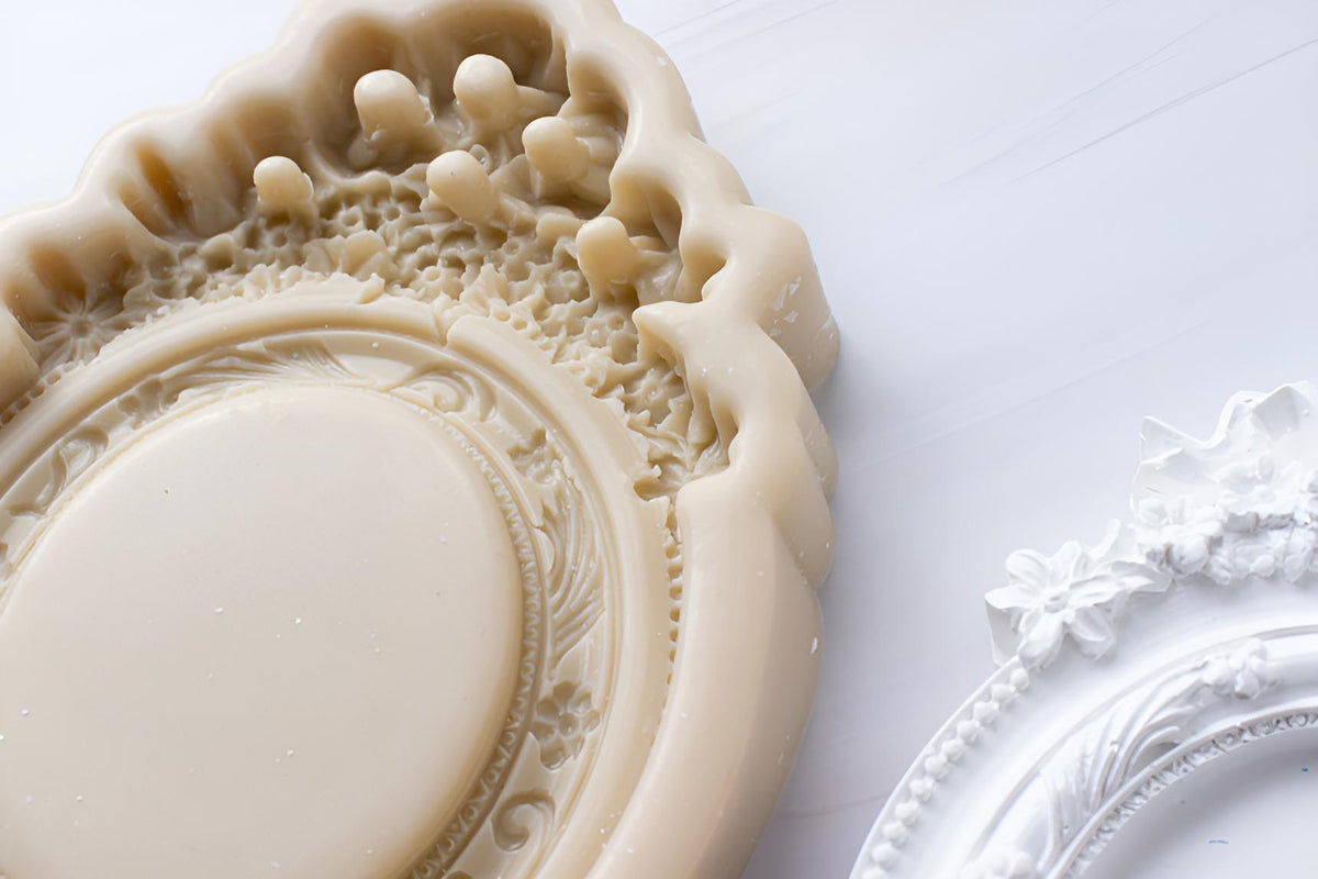 Flower Crown Frame Silicone Mold, Vintage Decor Tray, Intaglio Art, Wedding Gift Making