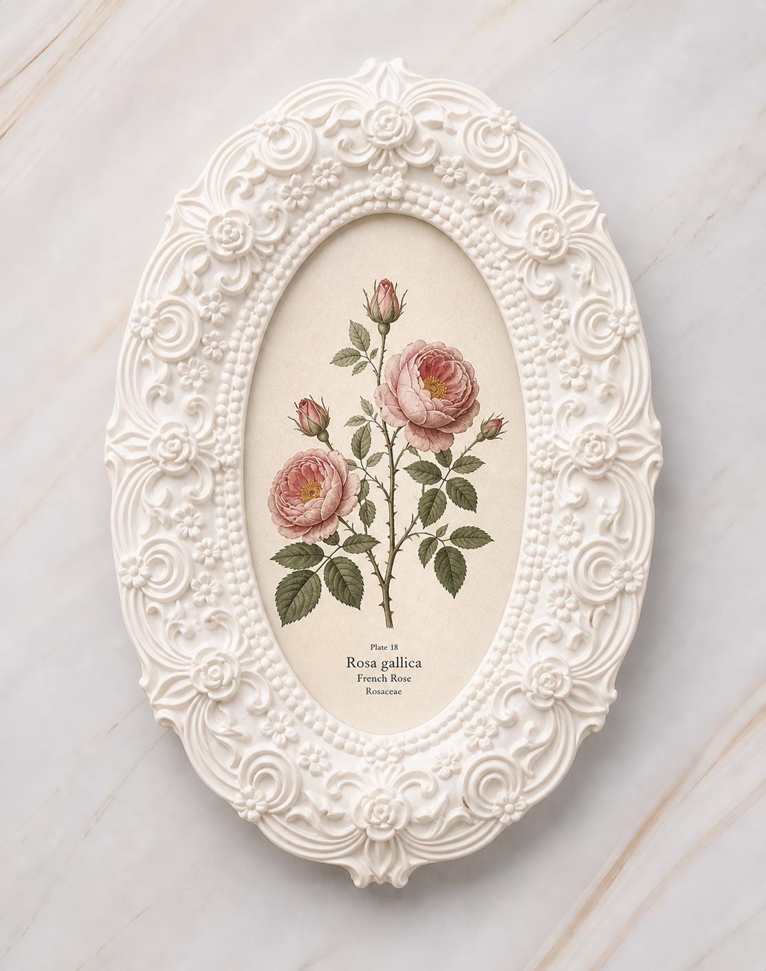 Rose Bead Frame Silicone Mold, Vintage Decor Tray, Intaglio Art