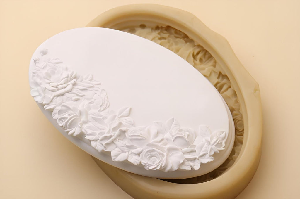 Oval Rose Vine Silicone Mold, Frame, Pottery Resin
