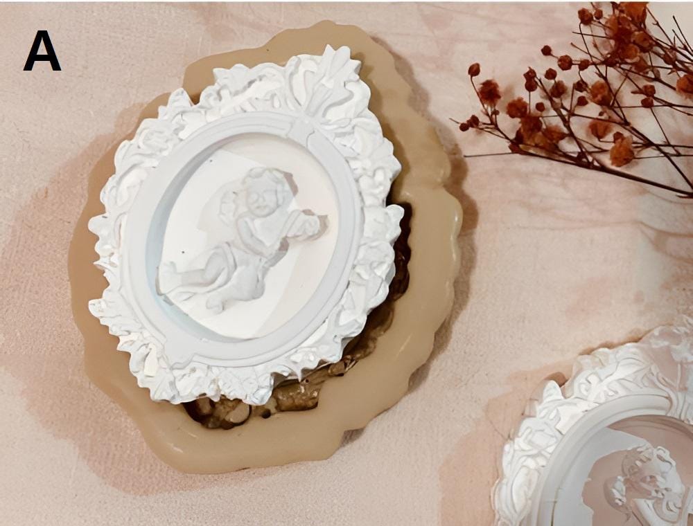 Baby Angel Frame Silicone Mold, Intaglio Art Centerpiece