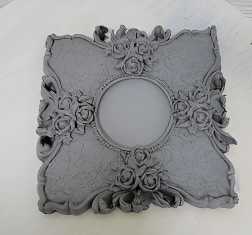 Rose Decorated Picture Frame Mold, Vintage Intaglio Cake Deco Silicone Mold