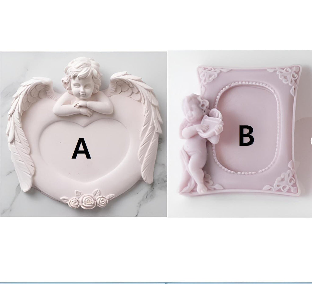 Baby Angel Frame Mold, Silicone Pottery Plaster Intaglio Art