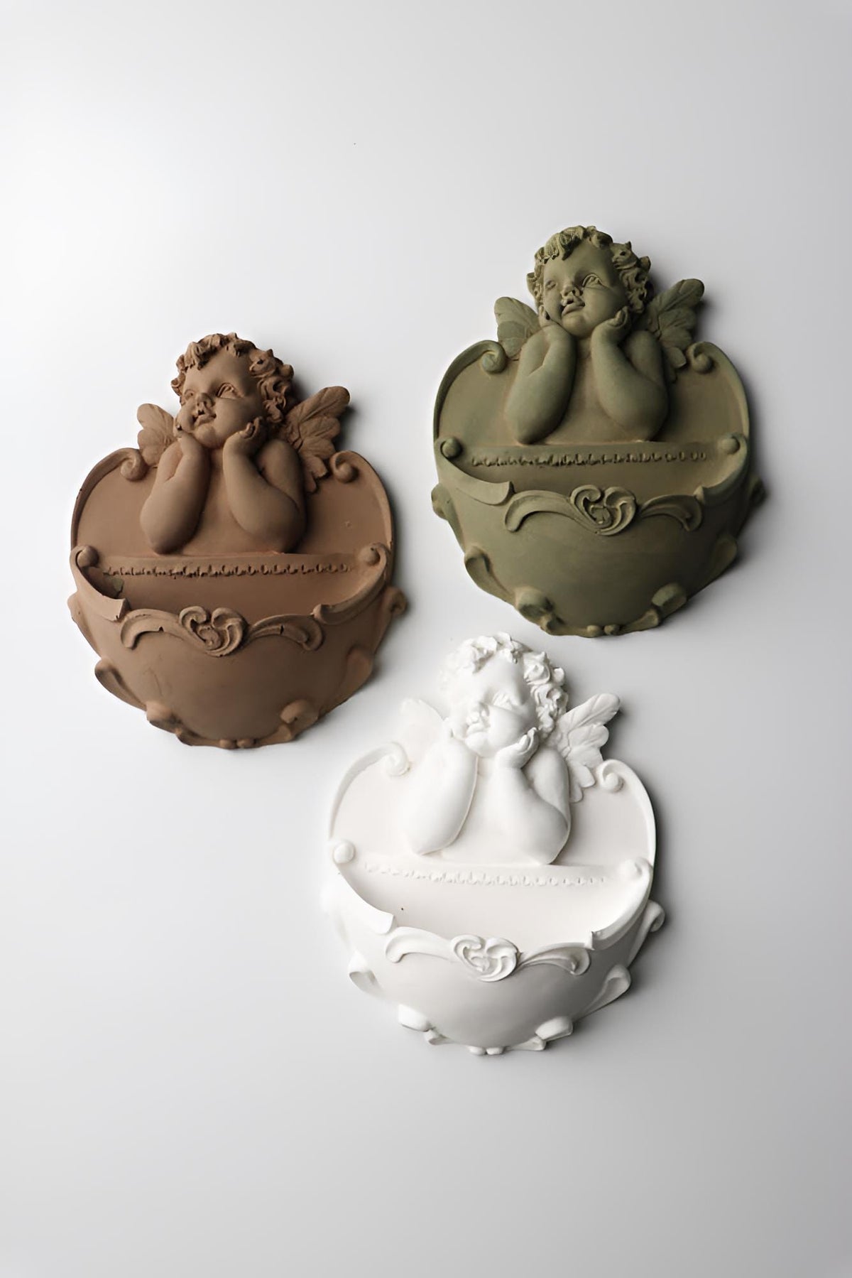 Cherub Wall Planter, Angel Wall Decor, Vintage Style Resin Sculpture