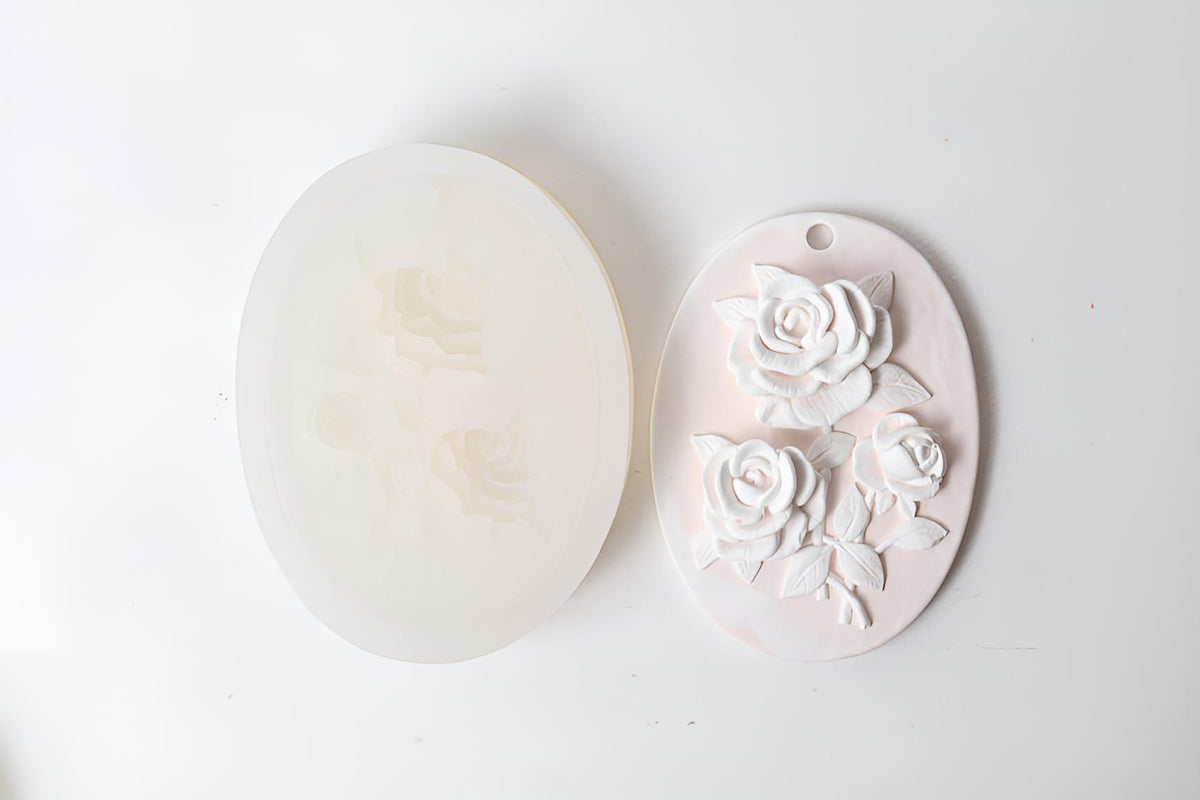 Flower tablet silicone mold, Wild Rose Intaglio Impression, Gypsum diffuser, Framed flower, Wall decor, Baking, Candle