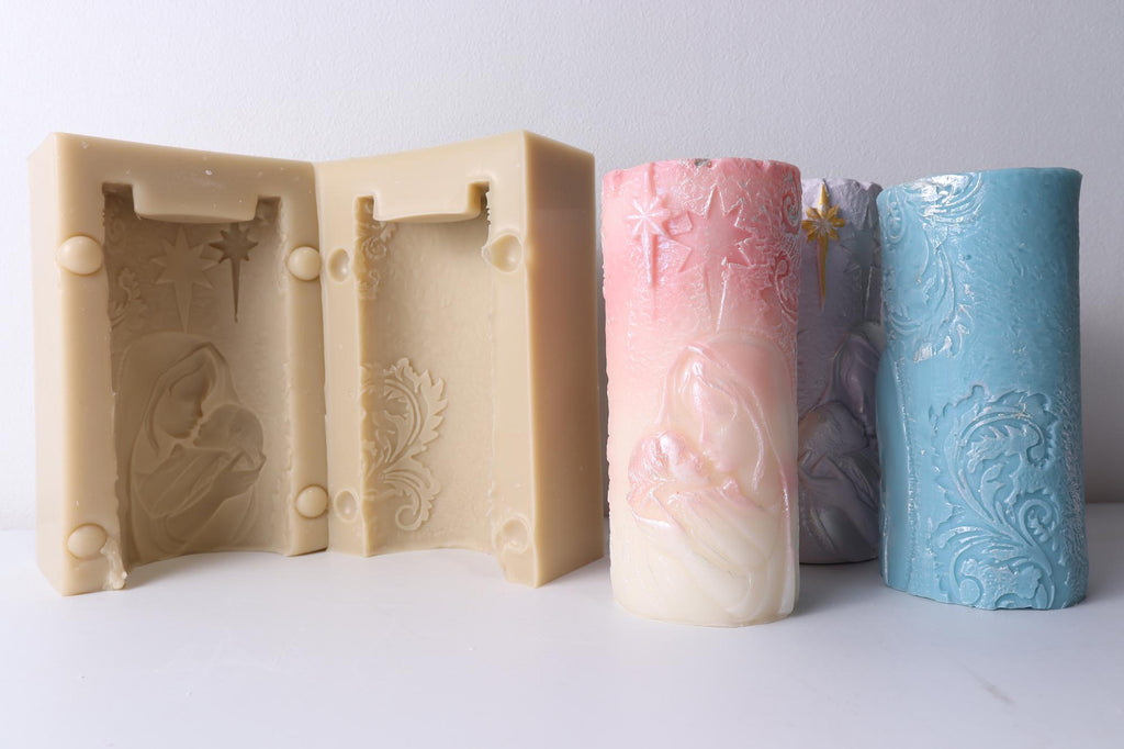 Jesus and Mary Cylinder Silicone Mold, 3D Tea Light Holder