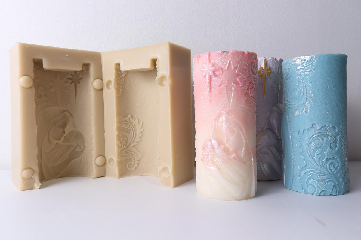 Jesus and Mary Cylinder Silicone Mold, 3D Tea Light Holder