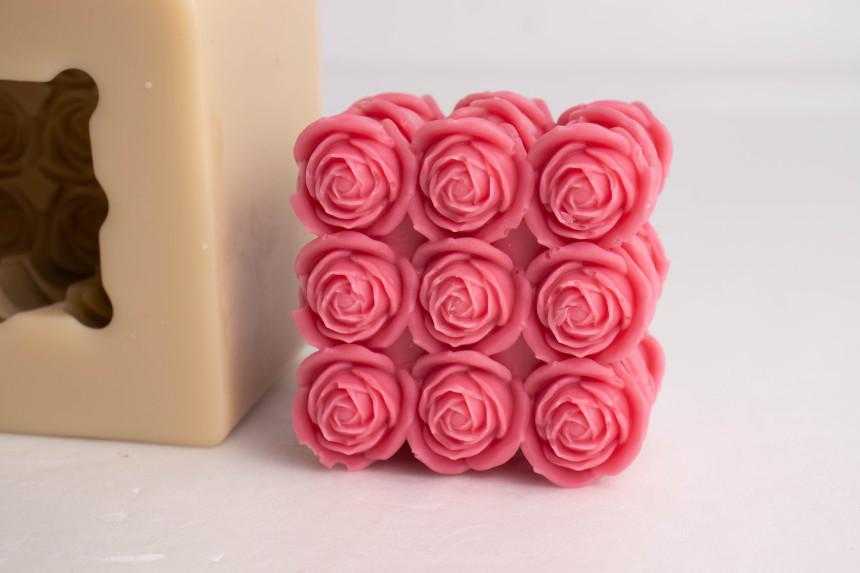Cube Rose Silicone Mold, Candle, Resin, Clay, Concrete