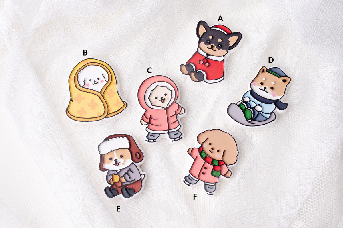 Winter Dog Character Silicone Mold, Clay Resin Craft