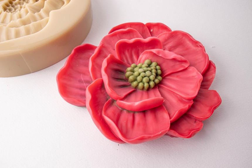 Large Tree Peony Silicone Mold, Pottery & Cake Decor