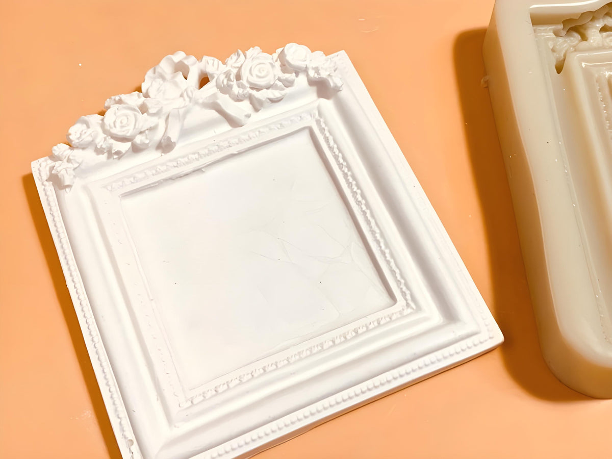 Rose Ribbon Decor Frame Silicone Mold, Vintage Tray