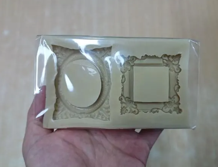 Antique Photo Frame Silicone Mold, Intaglio Design, Food Safe