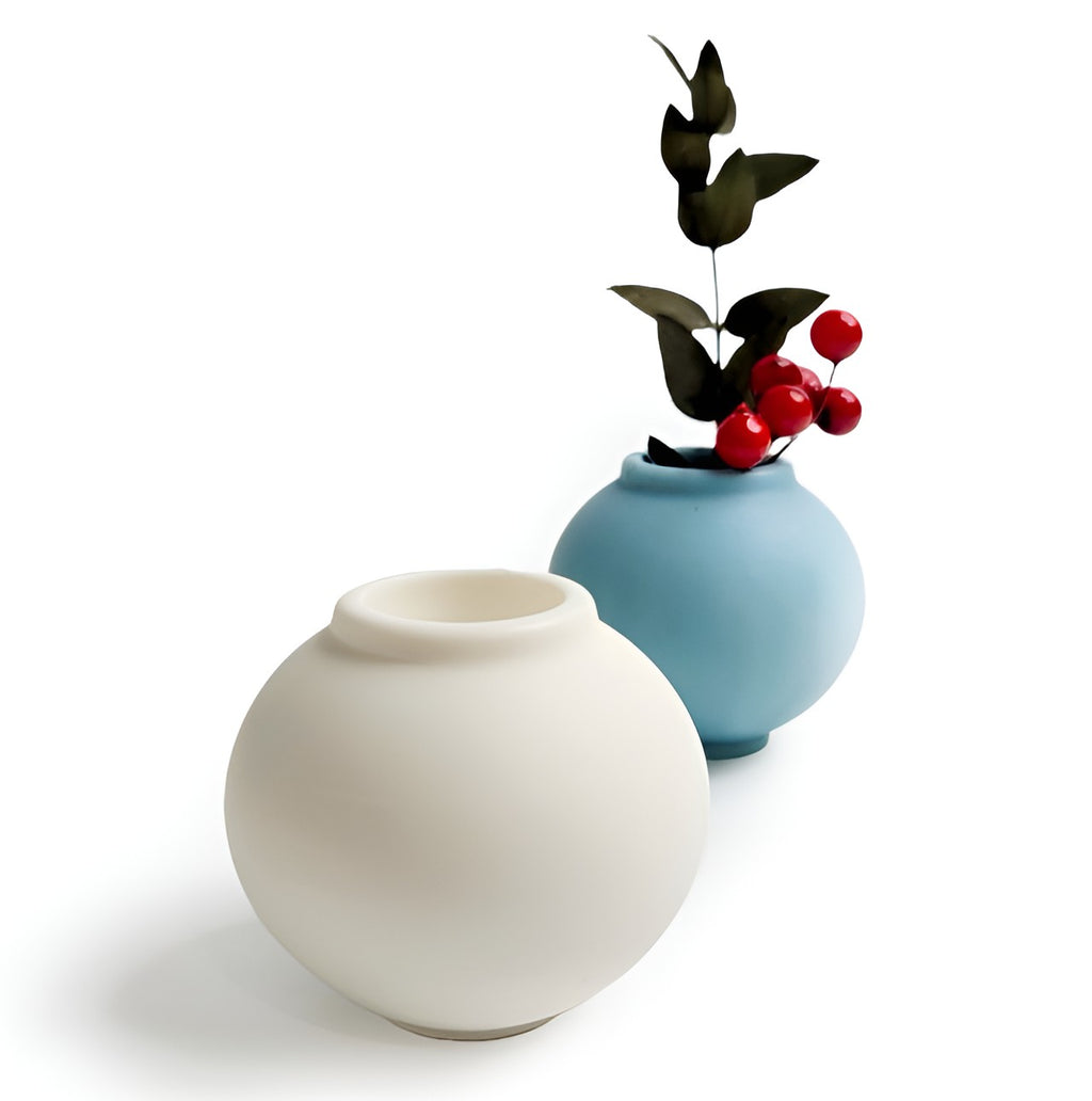 Korean Moon Jar Dal Hangari Round Mini Vase Incense Holders for Candle, Plaster, Resin, Jesmonite