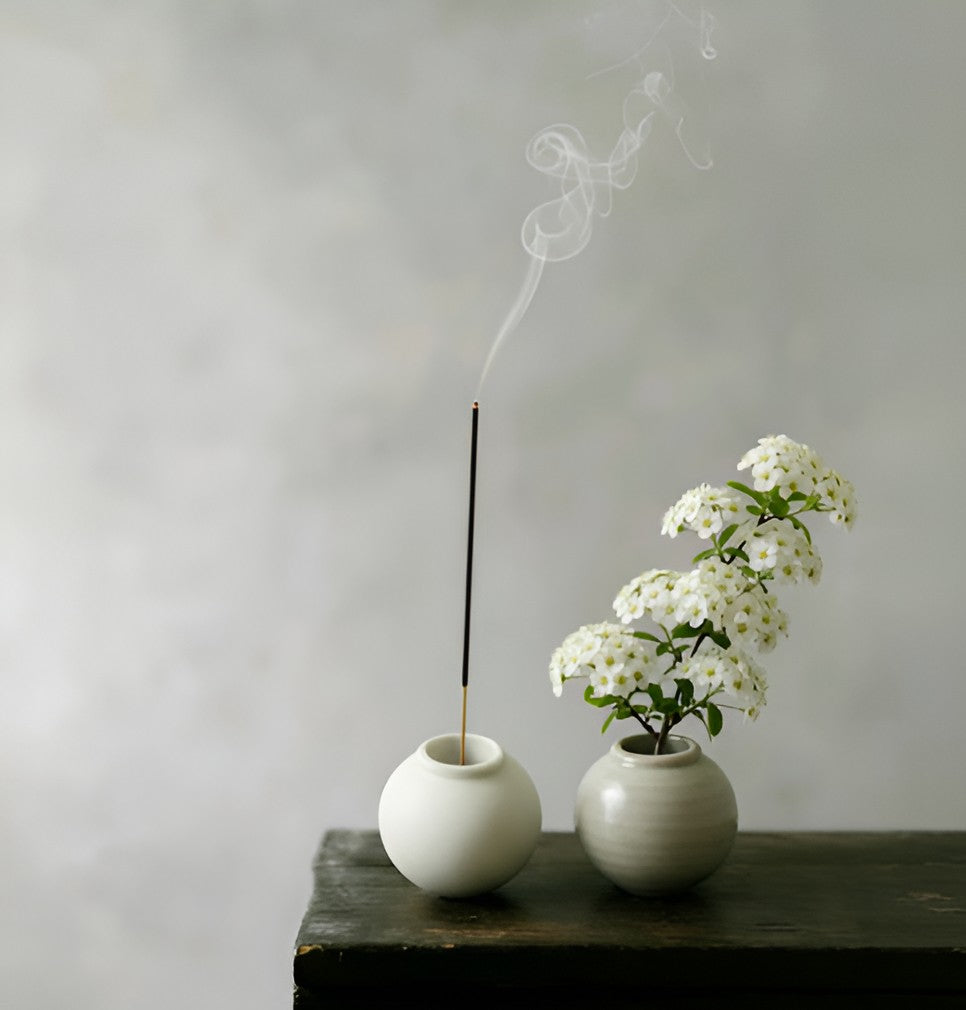 Korean Moon Jar Dal Hangari Round Mini Vase Incense Holders for Candle, Plaster, Resin, Jesmonite