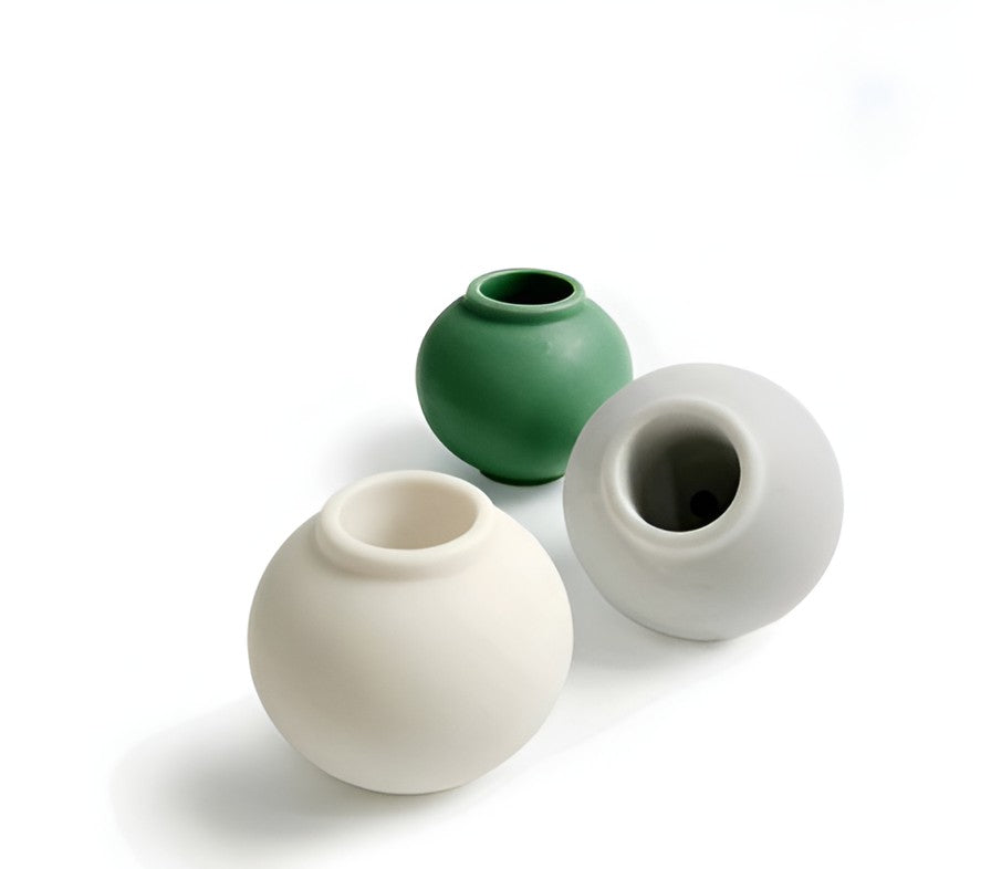 Korean Moon Jar Dal Hangari Round Mini Vase Incense Holders for Candle, Plaster, Resin, Jesmonite