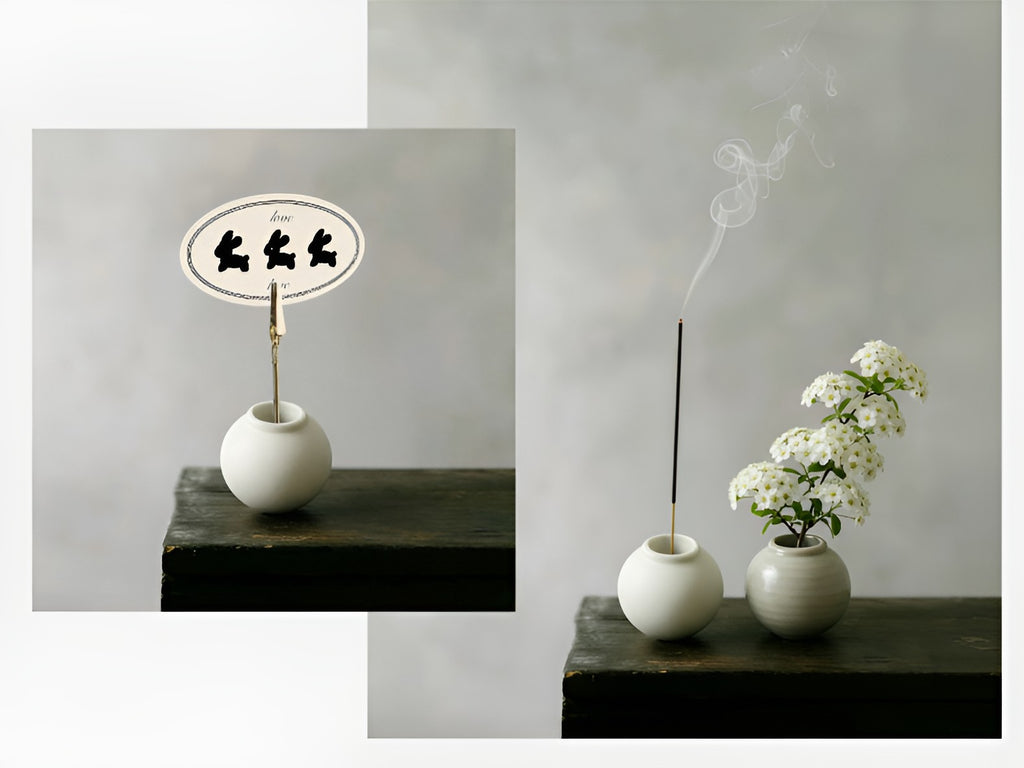Korean Moon Jar Dal Hangari Round Mini Vase Incense Holders for Candle, Plaster, Resin, Jesmonite