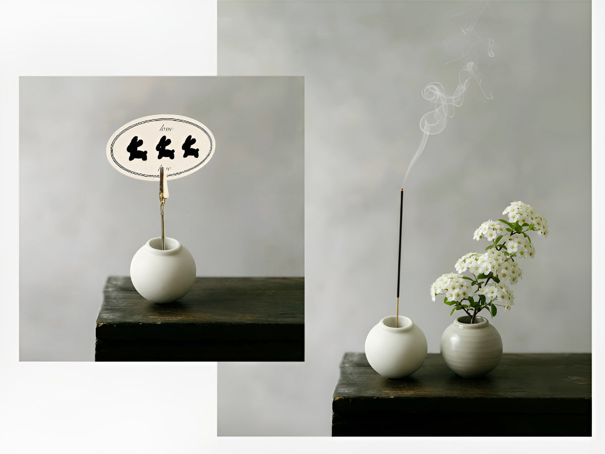 Korean Moon Jar Dal Hangari Round Mini Vase Incense Holders for Candle, Plaster, Resin, Jesmonite