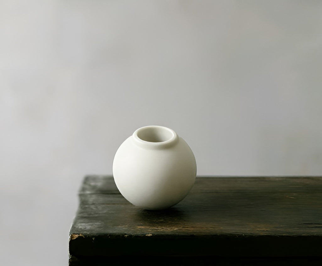 Korean Moon Jar Dal Hangari Round Mini Vase Incense Holders for Candle, Plaster, Resin, Jesmonite