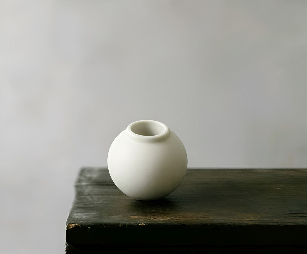 Korean Moon Jar Dal Hangari Round Mini Vase Incense Holders for Candle, Plaster, Resin, Jesmonite