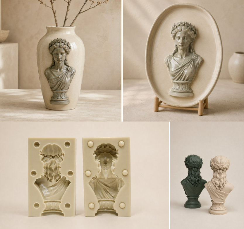Greek Goddess & Mythology Bust Silicone Mold for Wall Deco, Jesmonite, Plaster, Resin, Pottery, Clay
