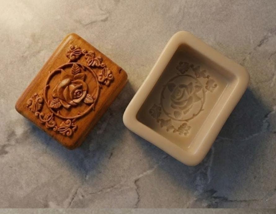 Antique European Style Soap Mold, Hand-Carved Relief, Floral Ornament Diffuser Making