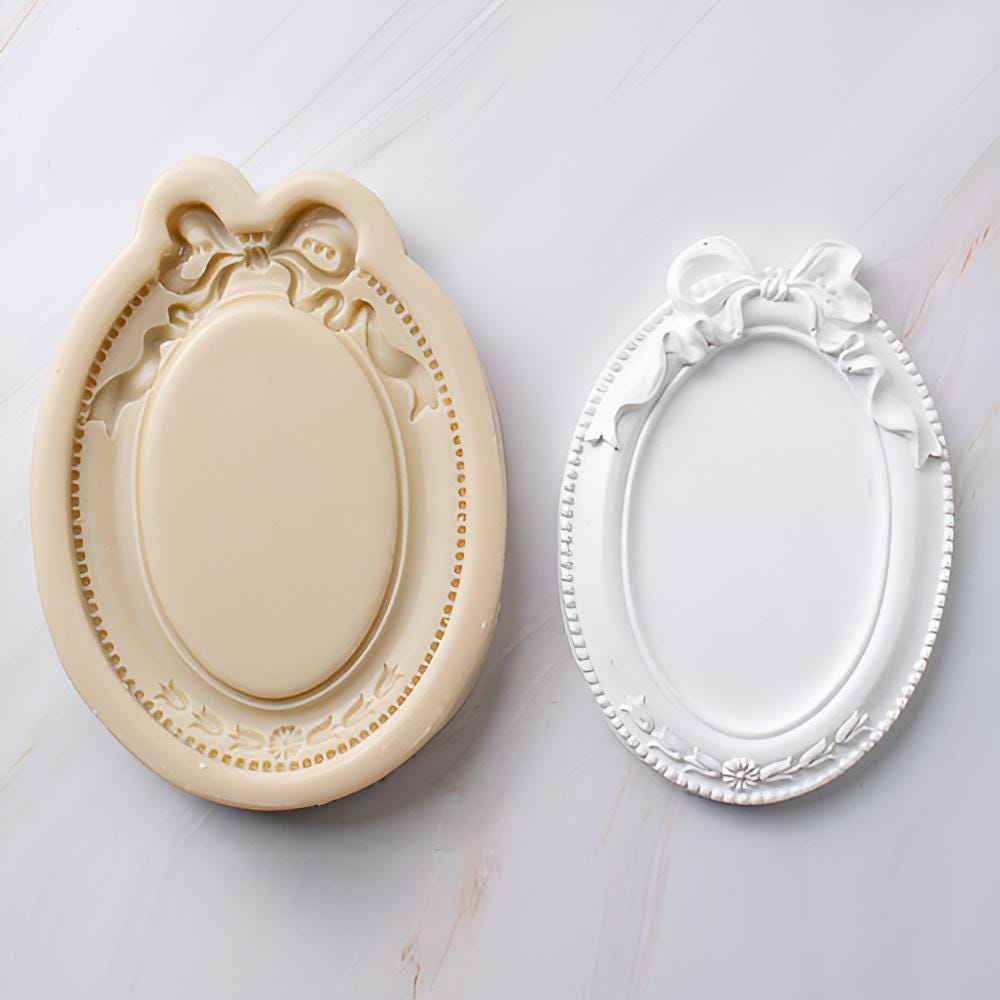 Ribbon Decor Frame Mold, Oval Rectangle Tray, Epoxy Clay