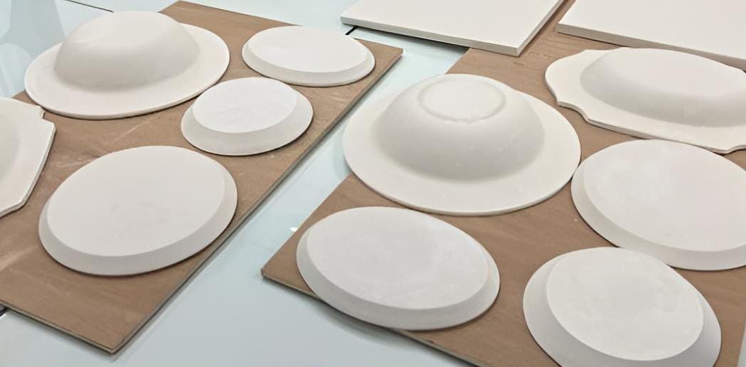 Hand Building 320mm Big Size Mother Mold for pottery, Ceramics mother mold, Large oval tray Pasta tray plaster mold making