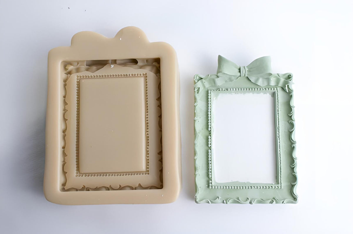 Vintage Ribbon Picture Frame Silicone Mold, Cake Decor