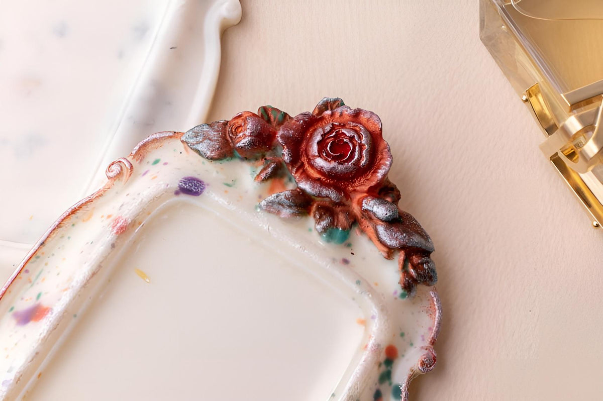Antique Rose Frame Silicone Mold, Vintage Decor Tray, Candle Holder