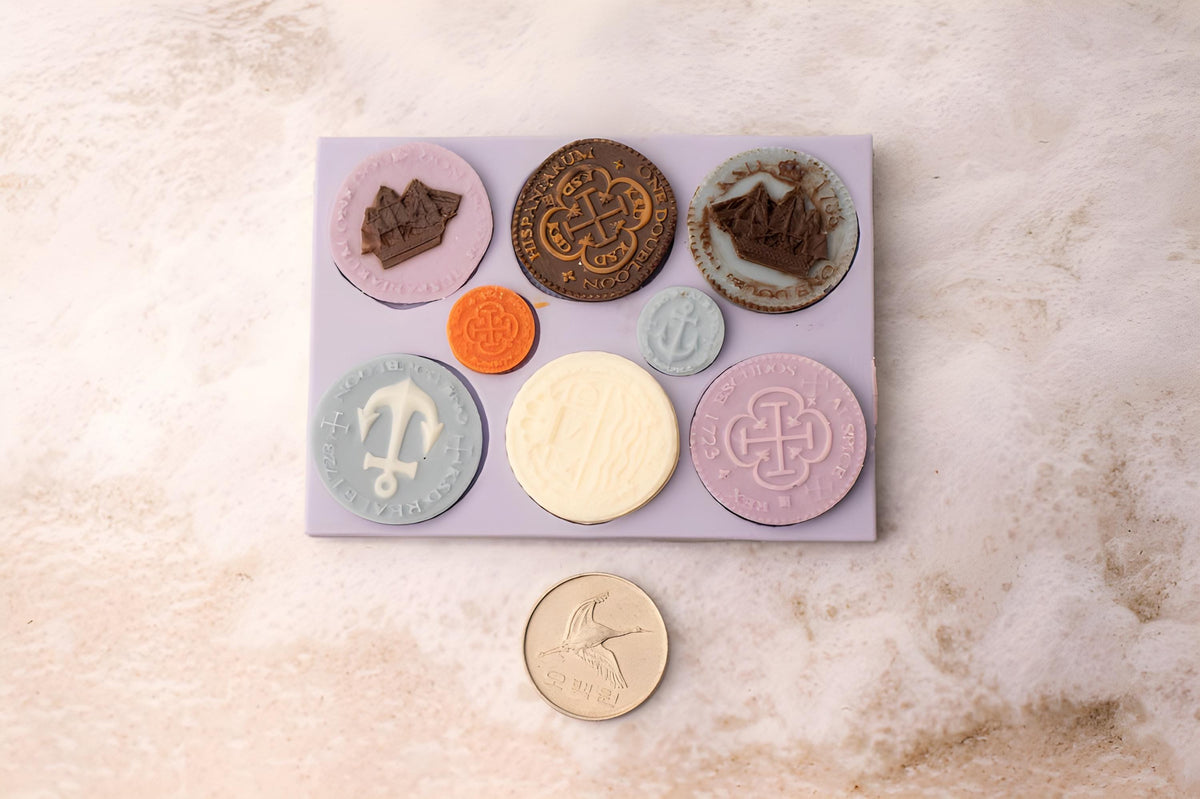 Marine Coin Silicone Mold, Vintage Candle Decor, Pottery, Wax Seal