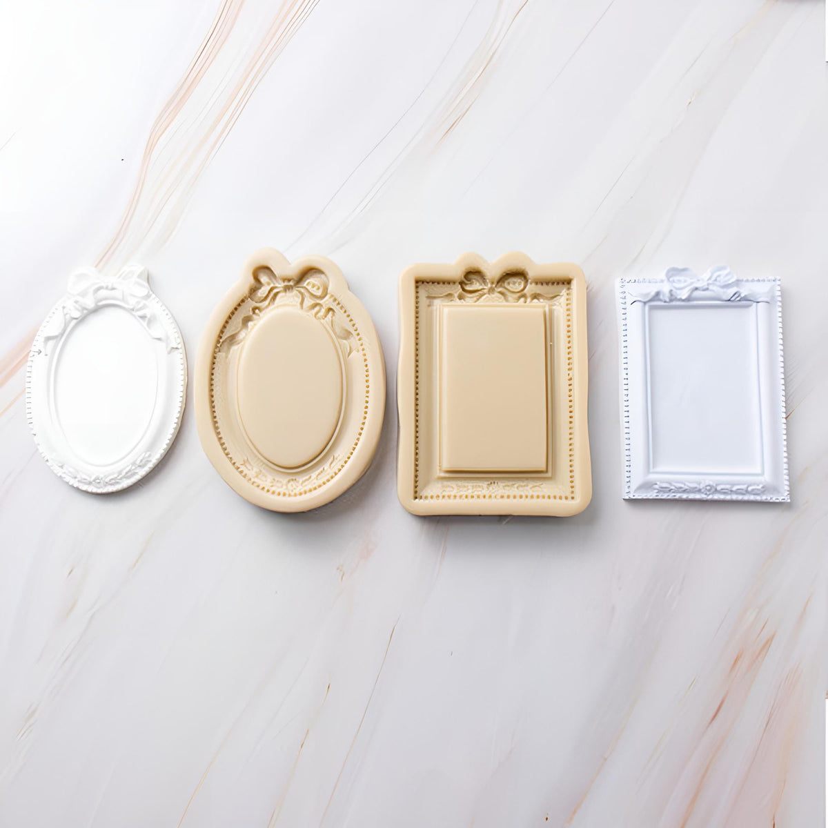 Ribbon Decor Frame Mold, Oval Rectangle Tray, Epoxy Clay