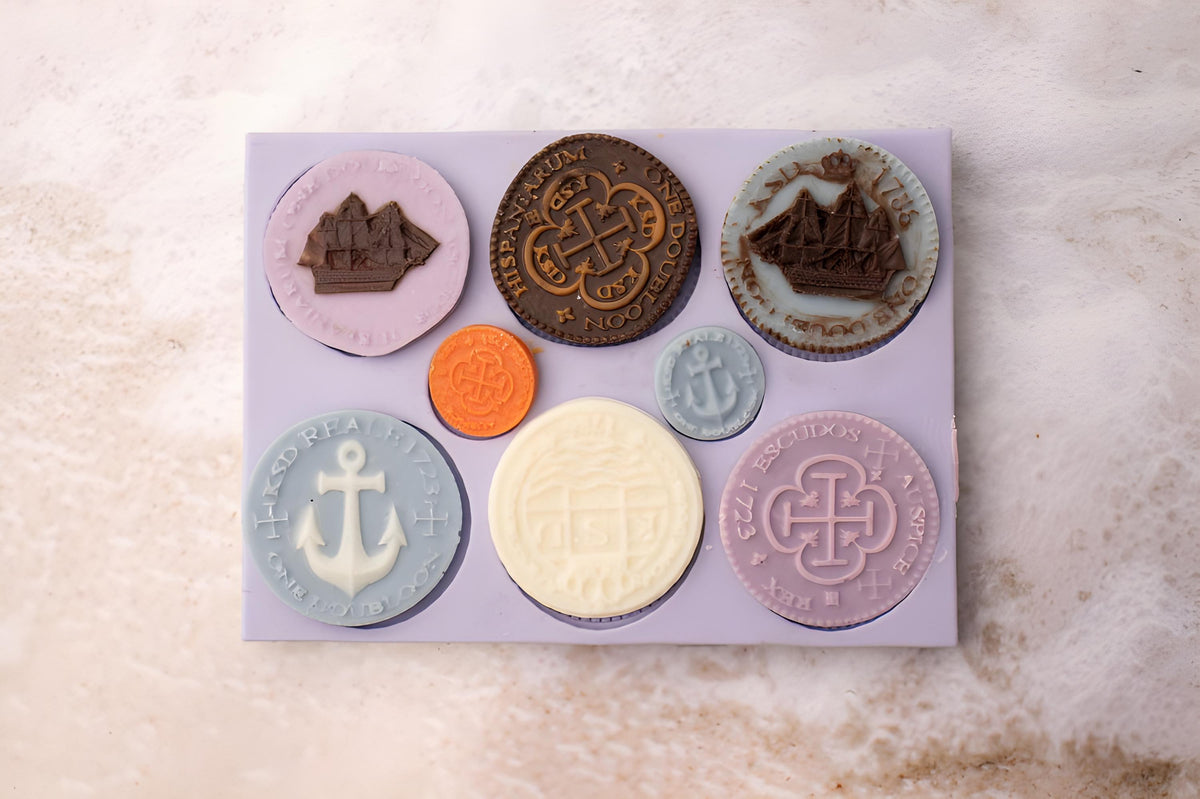 Marine Coin Silicone Mold, Vintage Candle Decor, Pottery, Wax Seal