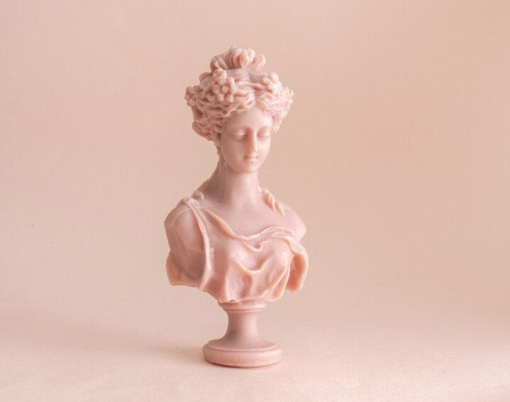Elegant Woman Bust Silicone Mold, Candle Plaster Jesmonite Concrete 2-Part Mold