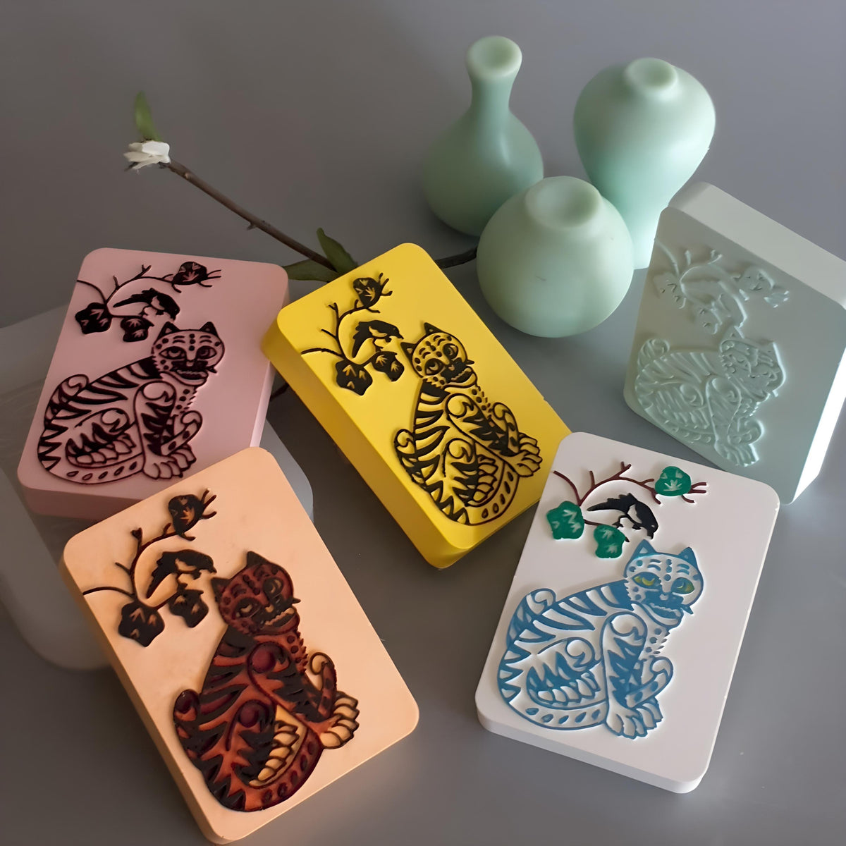 Tiger and Magpie Silicone Mold | Korean Folk Art, Resin, Soap, Candle