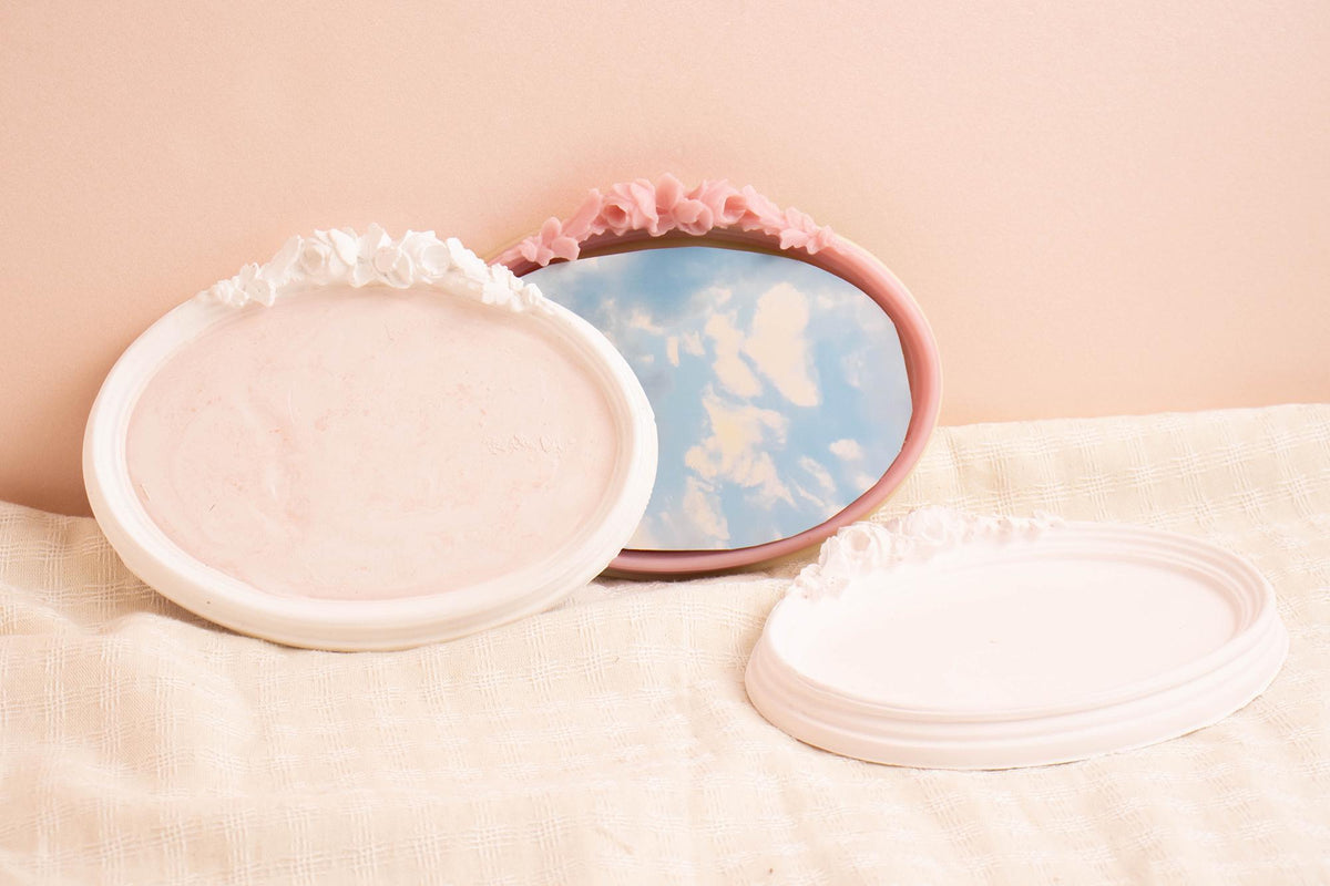 Oval Camellia Frame Silicone Mold, Cake Decor, Intaglio Art