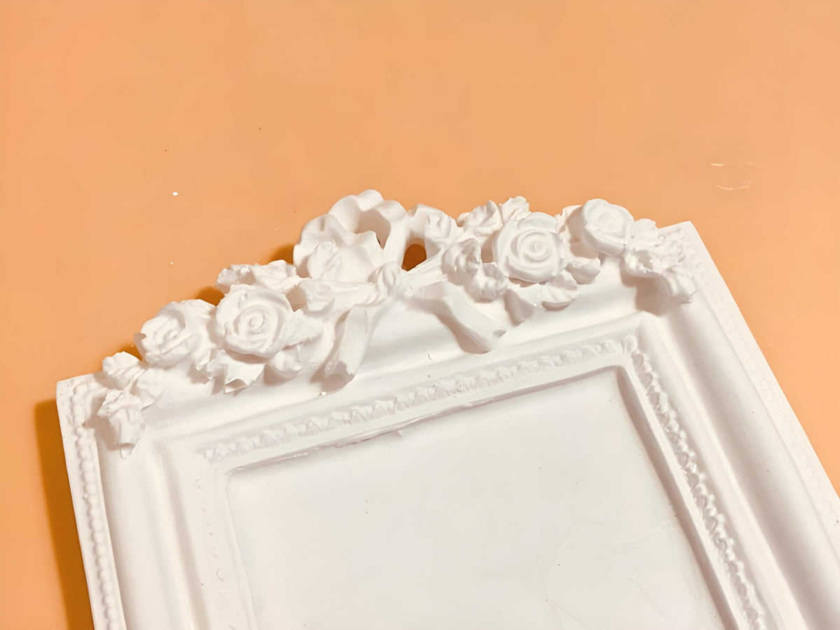 Rose Ribbon Decor Frame Silicone Mold, Vintage Tray