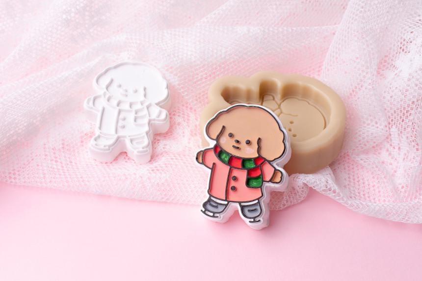 Winter Dog Character Silicone Mold, Clay Resin Craft