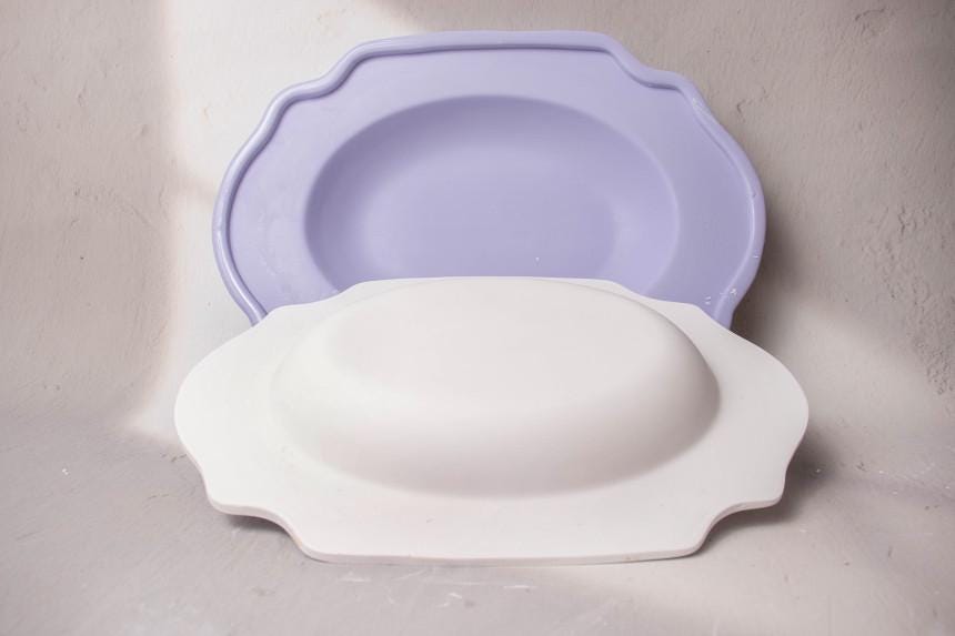 Hand Building 320mm Big Size Mother Mold for pottery, Ceramics mother mold, Large oval tray Pasta tray plaster mold making
