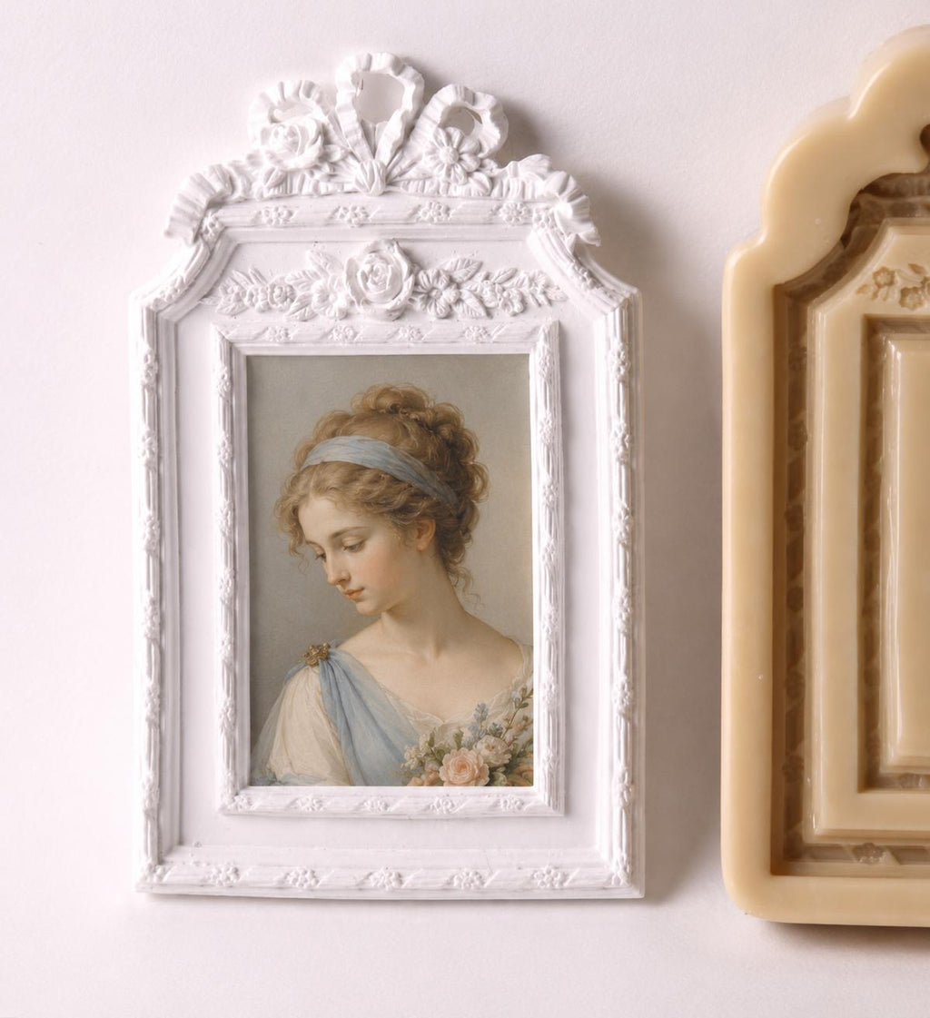 Antique Rectangle Frame Silicone Mold, Food Safe Cake Decor