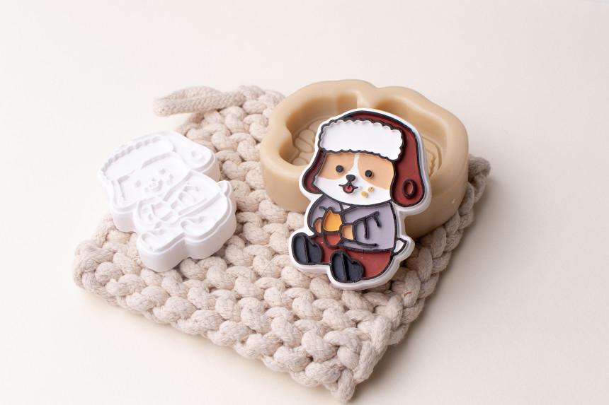 Winter Dog Character Silicone Mold, Clay Resin Craft