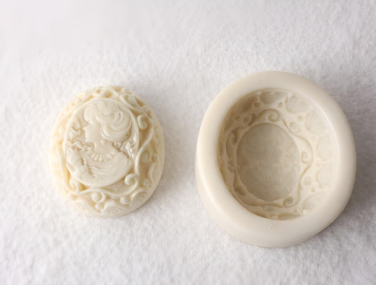 Antique Cameo Soap Mold, Hand-Carved Relief, Chocolate, Ornament Diffuser Making