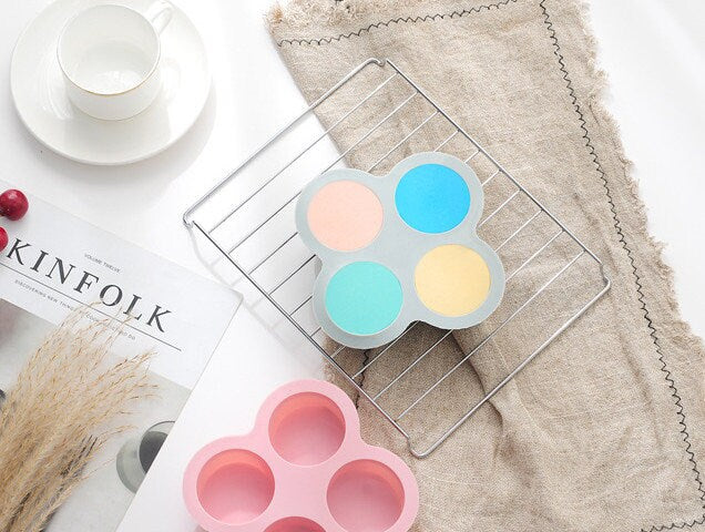 4-Cavity Round Silicone Mold, Soap, Candle, Cake, Candy