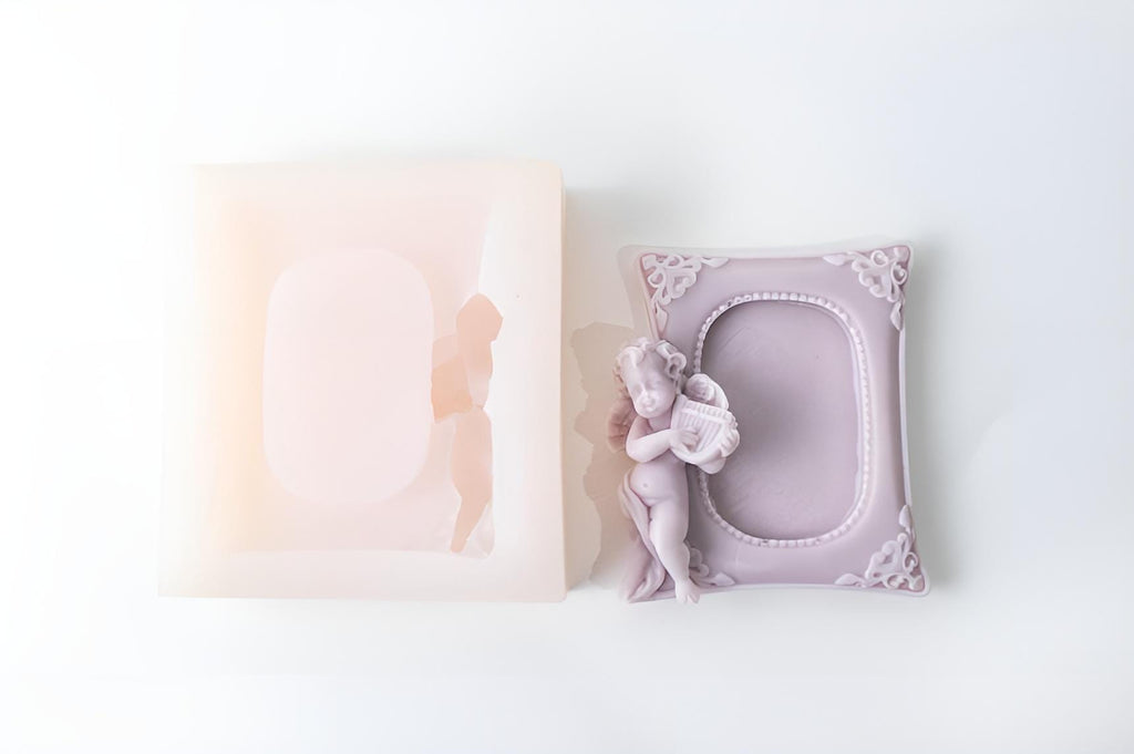 Baby Angel Frame Mold, Silicone Pottery Plaster Intaglio Art