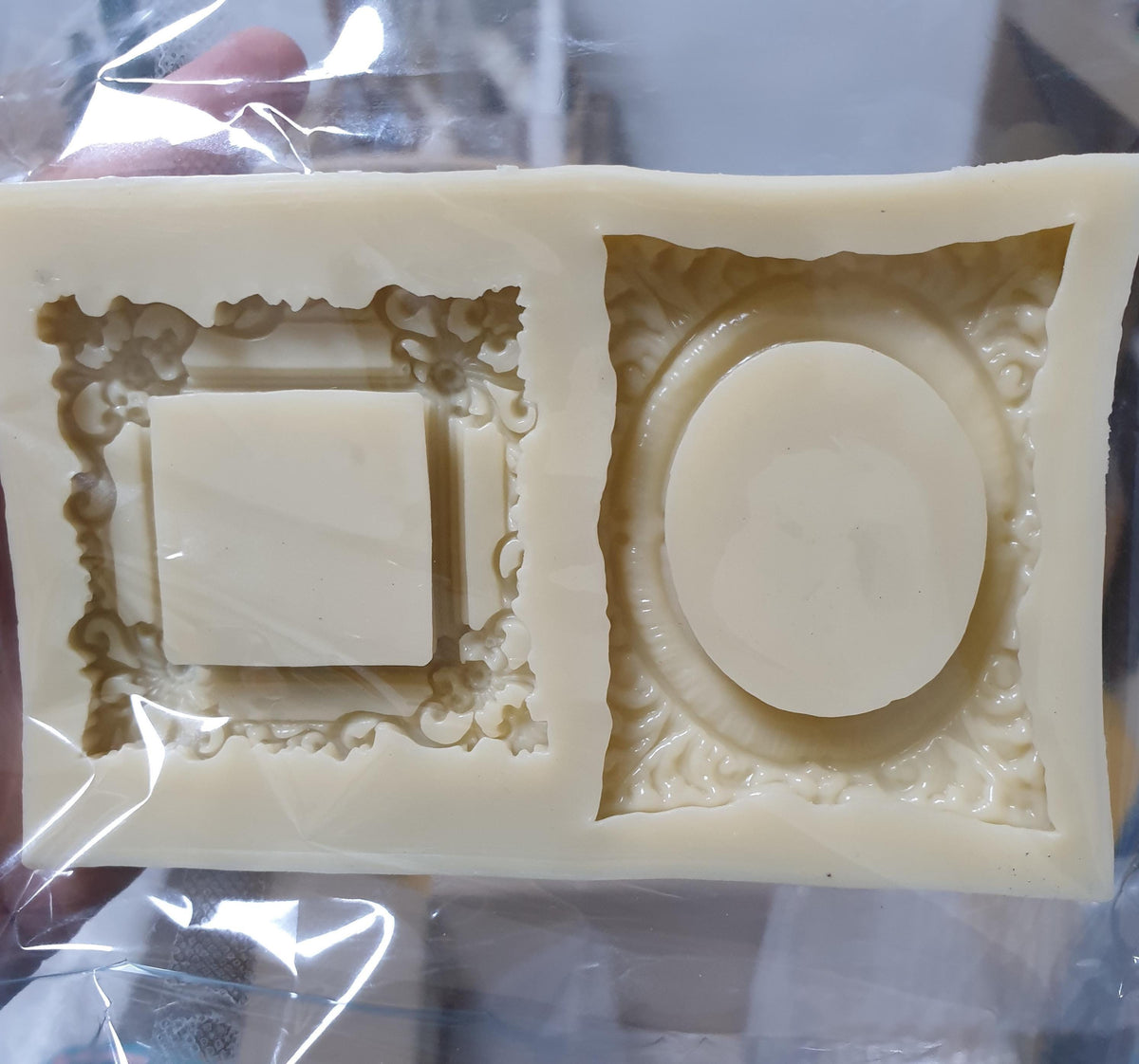 Antique Photo Frame Silicone Mold, Intaglio Design, Food Safe