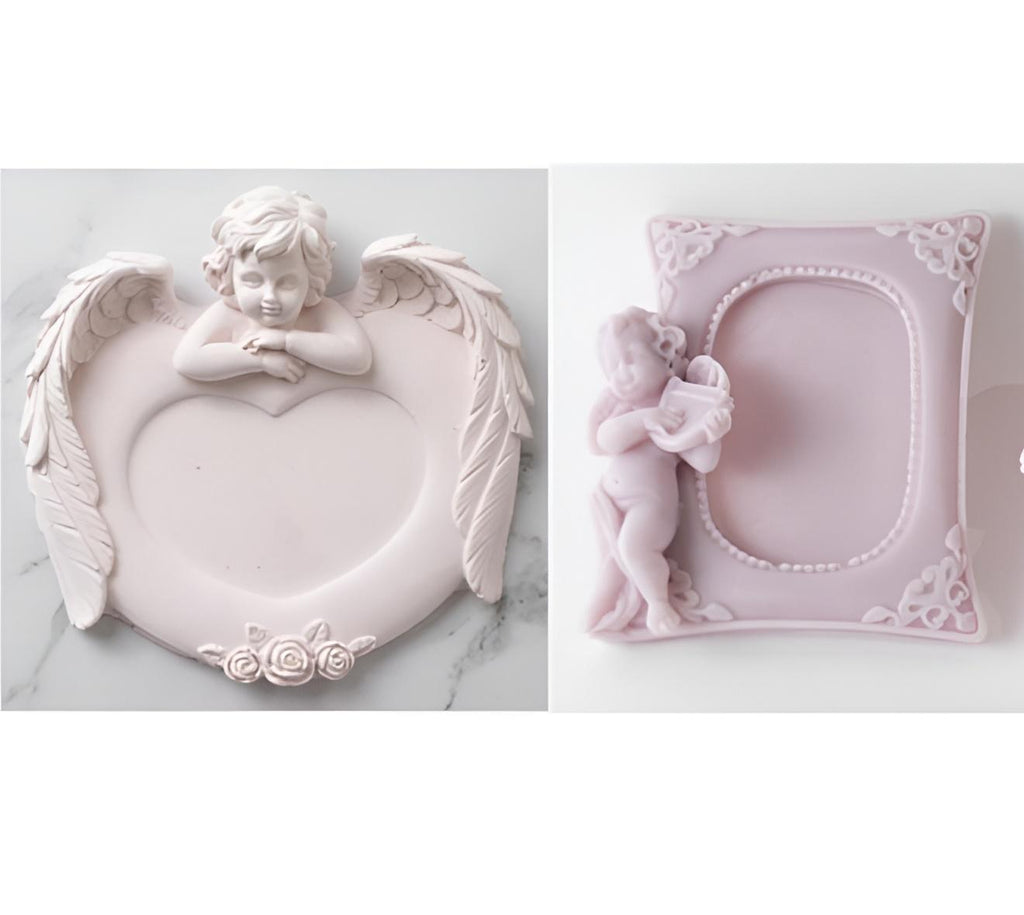 Baby Angel Frame Mold, Silicone Pottery Plaster Intaglio Art