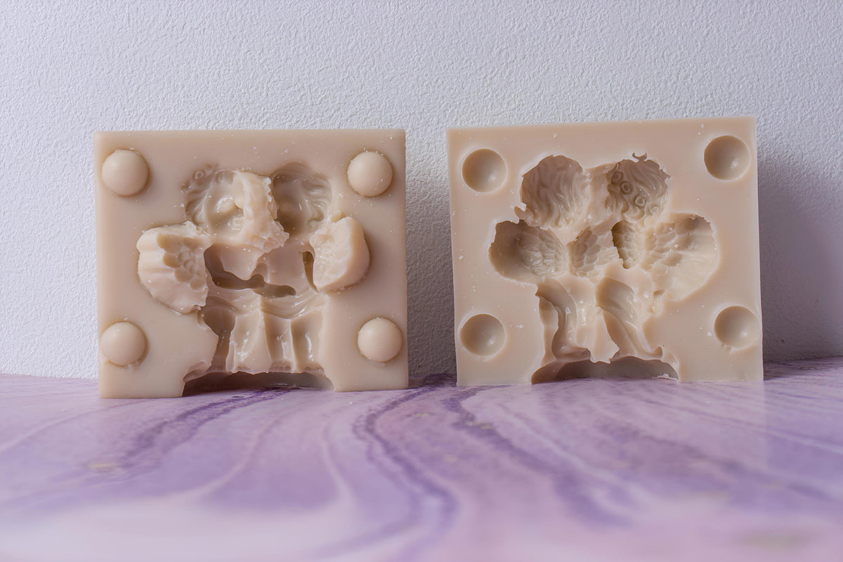 3D Twin Angel Silicone Mold, Candle, Soap, Clay (45x50x65mm)