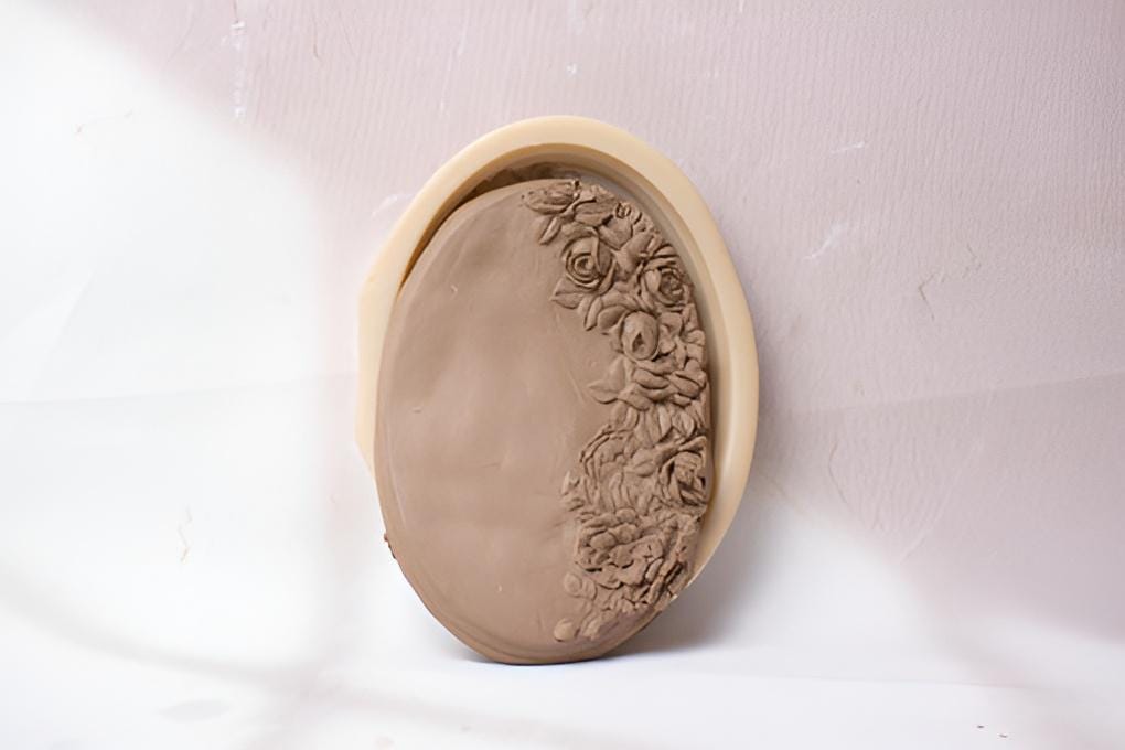 Oval Rose Vine Silicone Mold, Frame, Pottery Resin