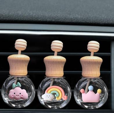 Set of 3 Wood Cap Car Reed Diffuser, Aroma Bottle