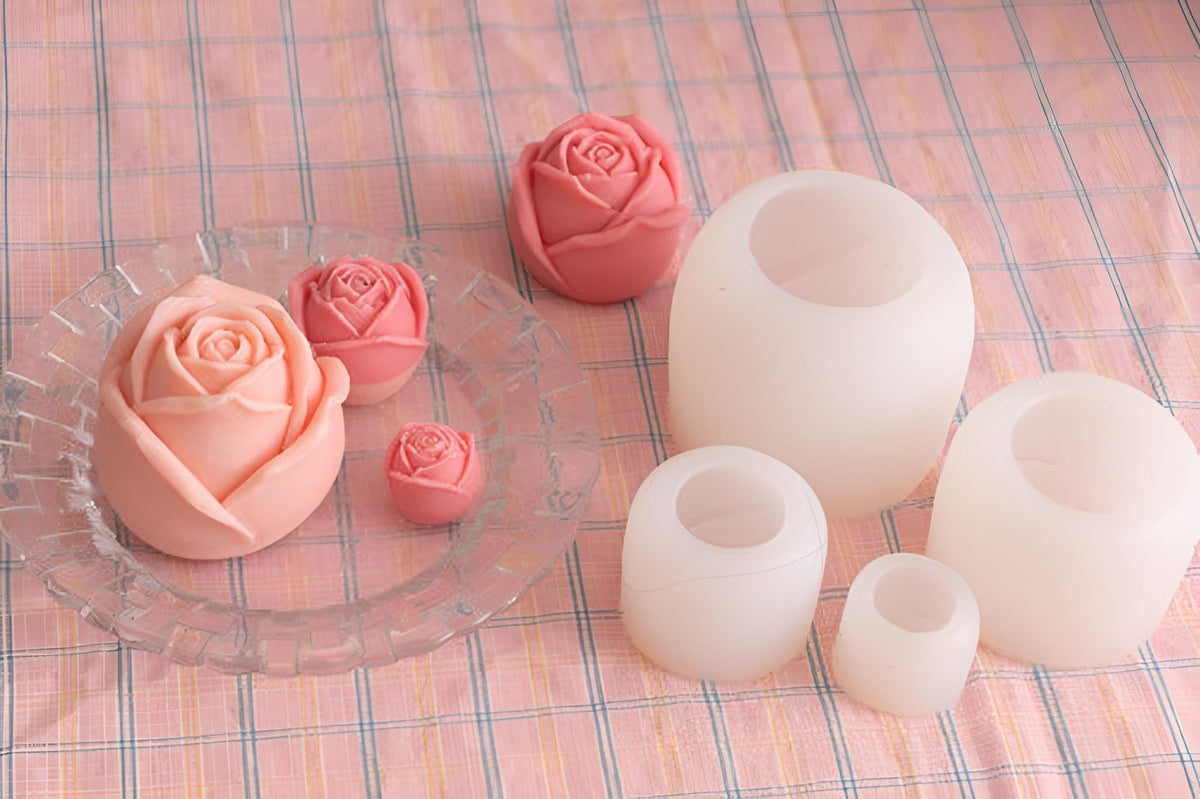 4 Size Rose Silicone Mold, Candle, Soap, Plaster