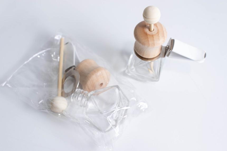 Set of 3 Wood Cap Car Reed Diffuser, Aroma Bottle